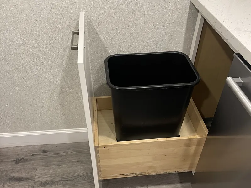 Garbage cabinet repair - YouTube Video link below
