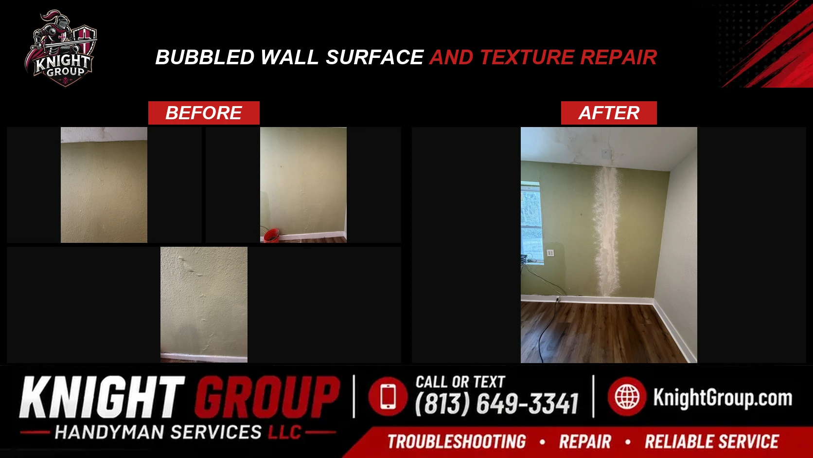 Bubbled wall surface and texture repair