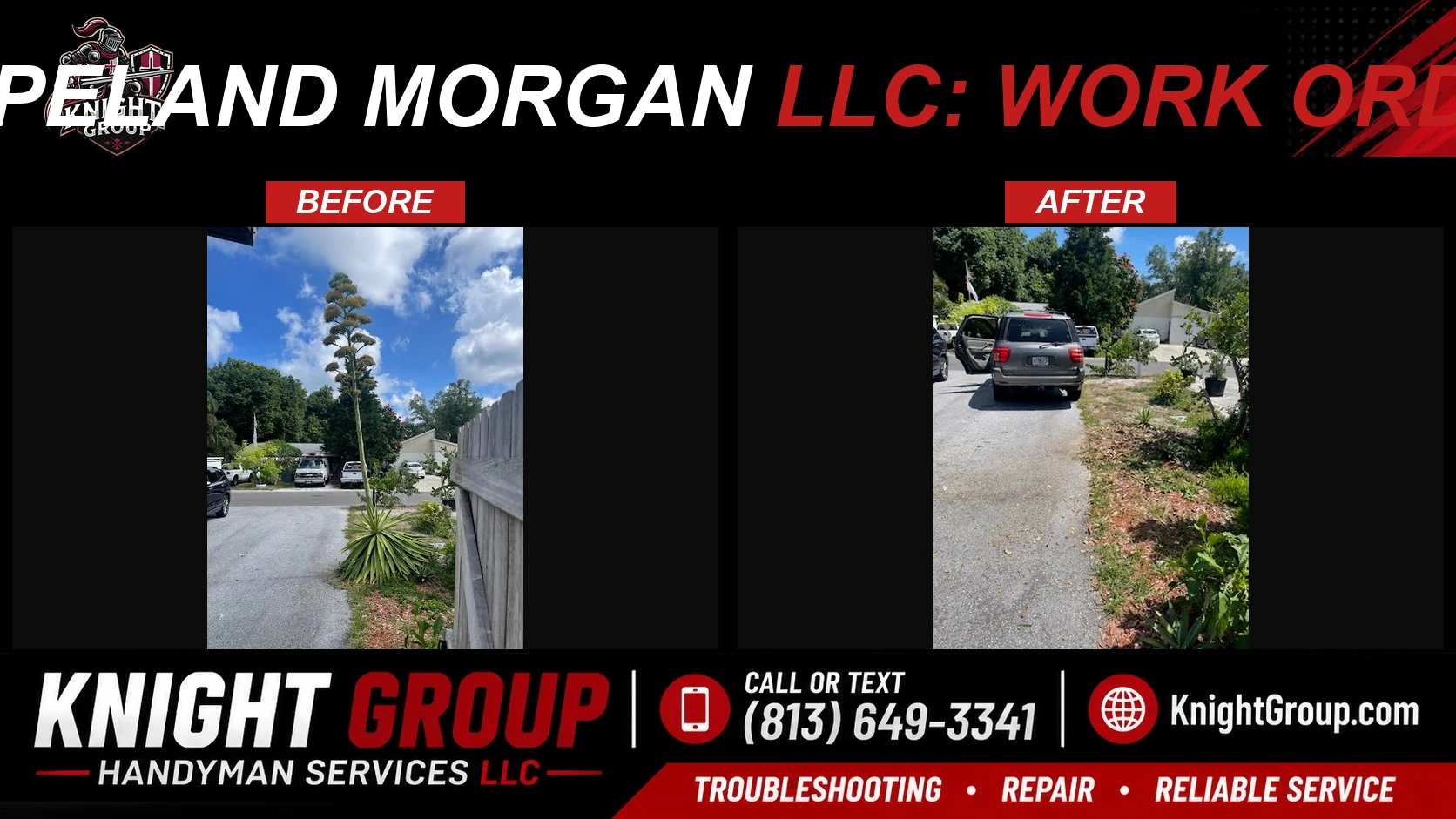 Copeland Morgan LLC: Work order before and after — handyman project photo in Pinellas County FL by Knight Group