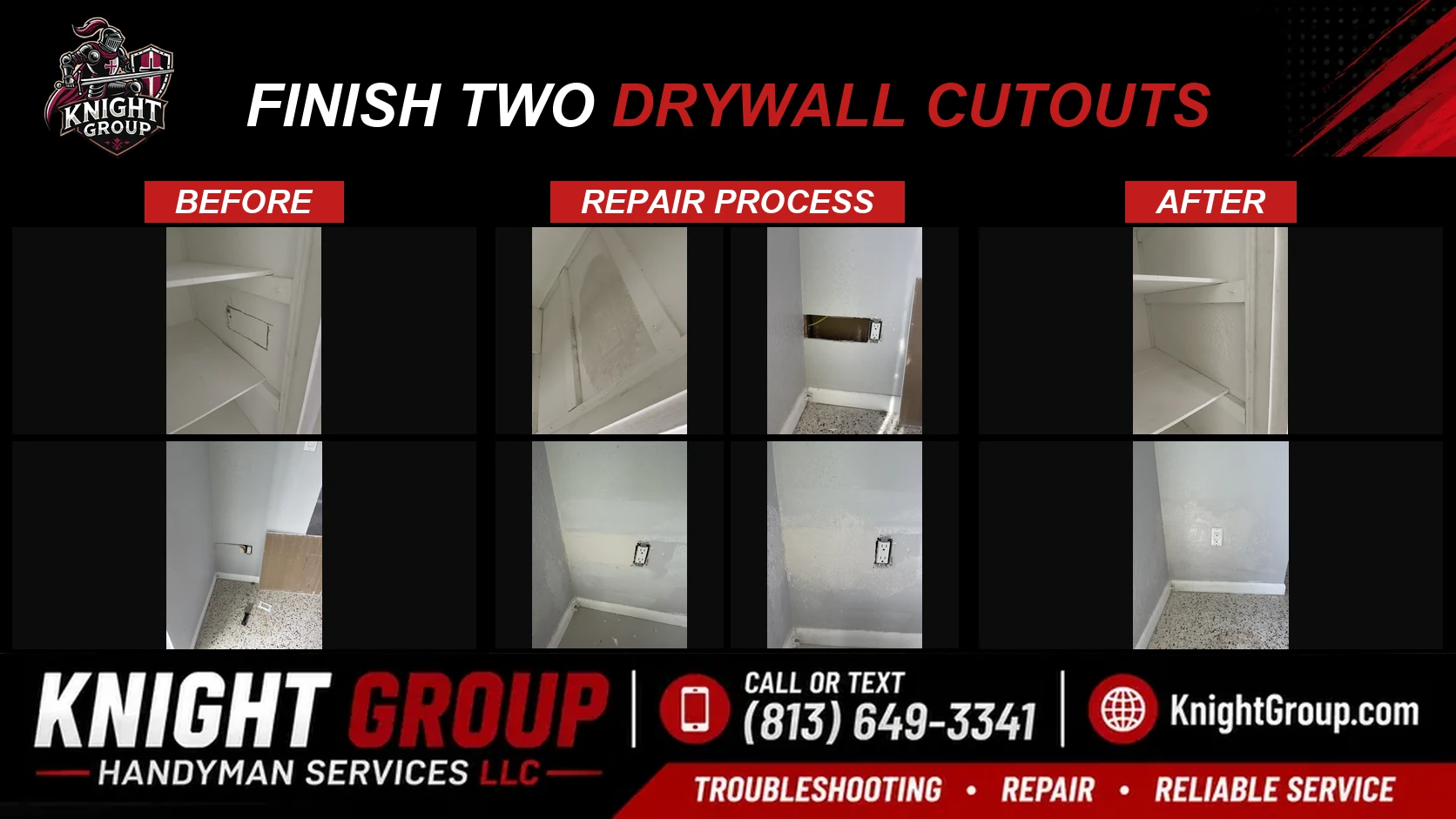 Finish two drywall cutouts