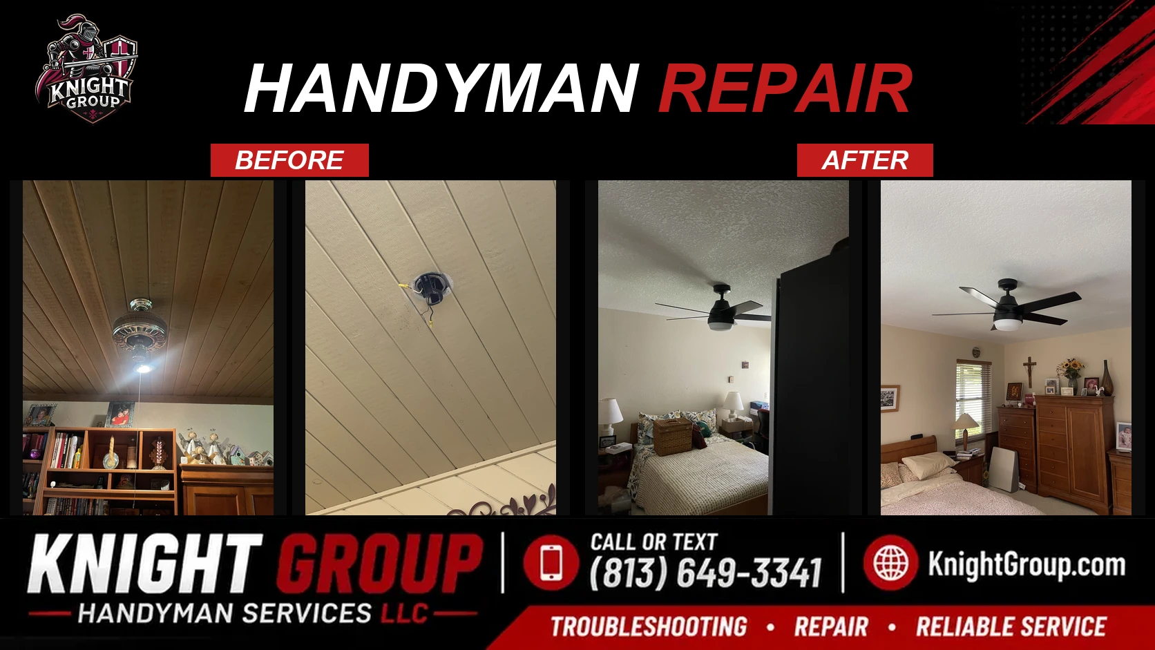 Handyman repair before and after — handyman project photo in Pinellas County FL by Knight Group