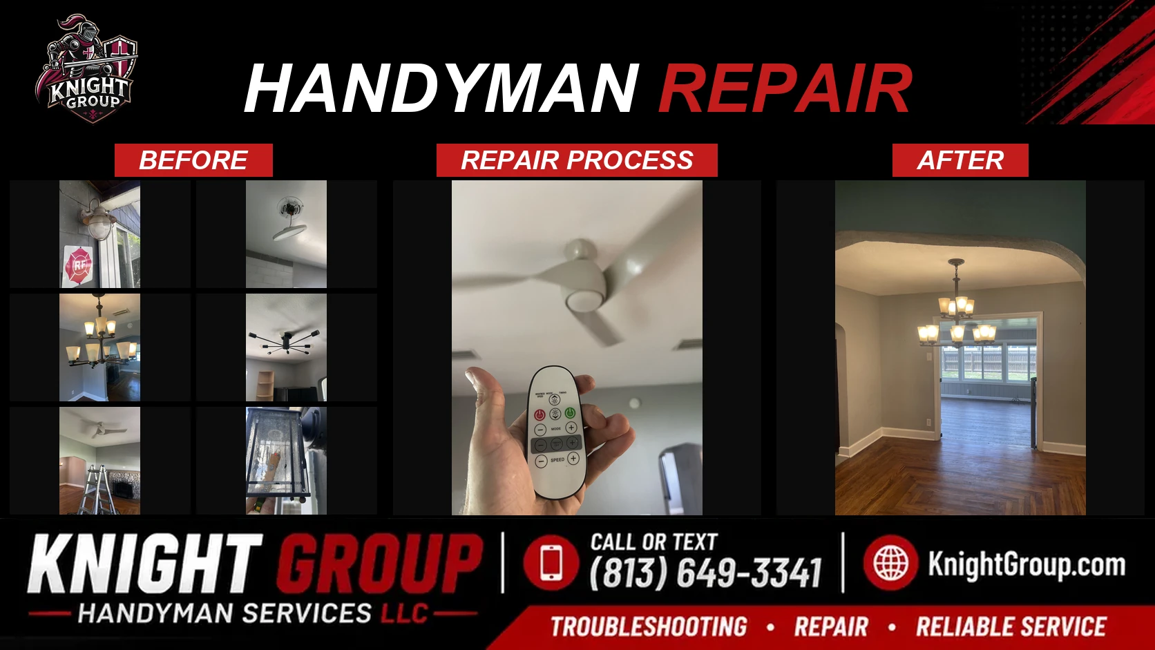 Handyman repair before and after — handyman project photo in Pinellas County FL by Knight Group