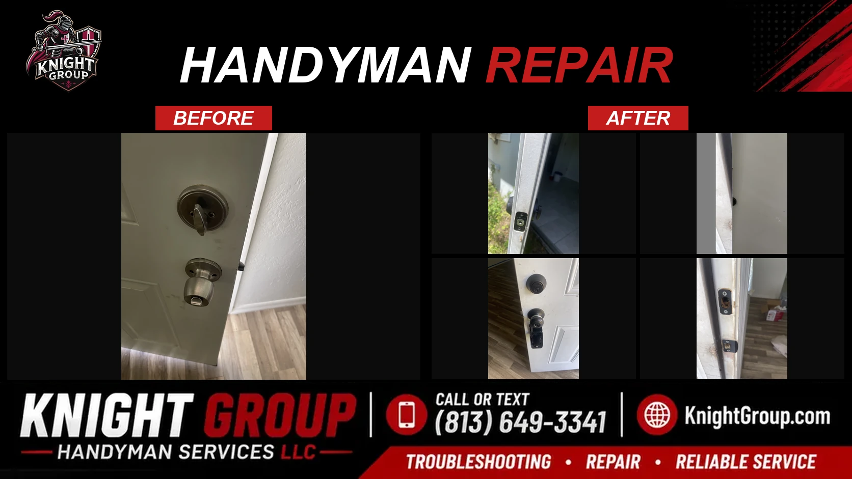 Handyman repair before and after — handyman project photo in Pinellas County FL by Knight Group