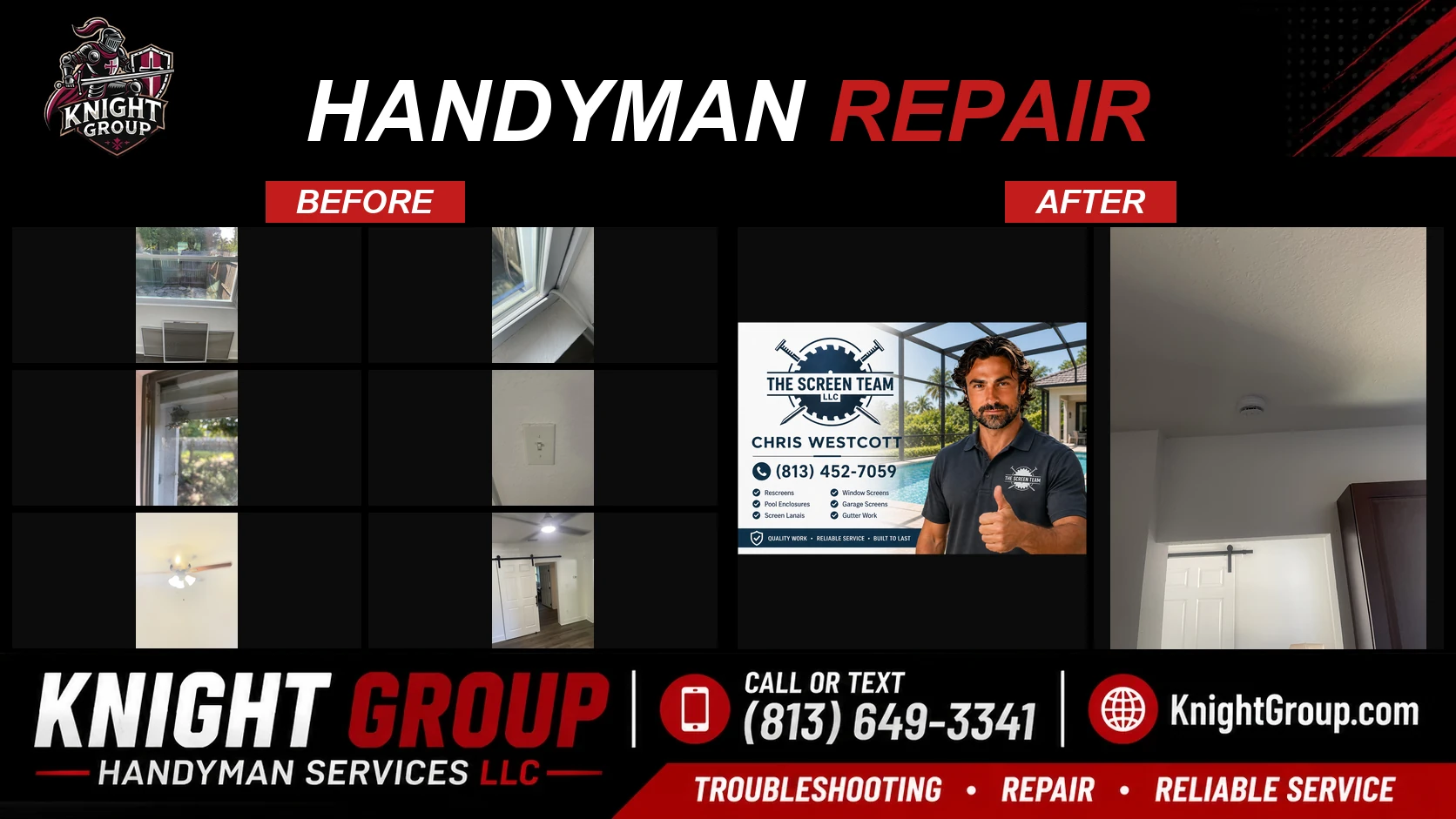 Handyman repair before and after — handyman project photo in Pinellas County FL by Knight Group