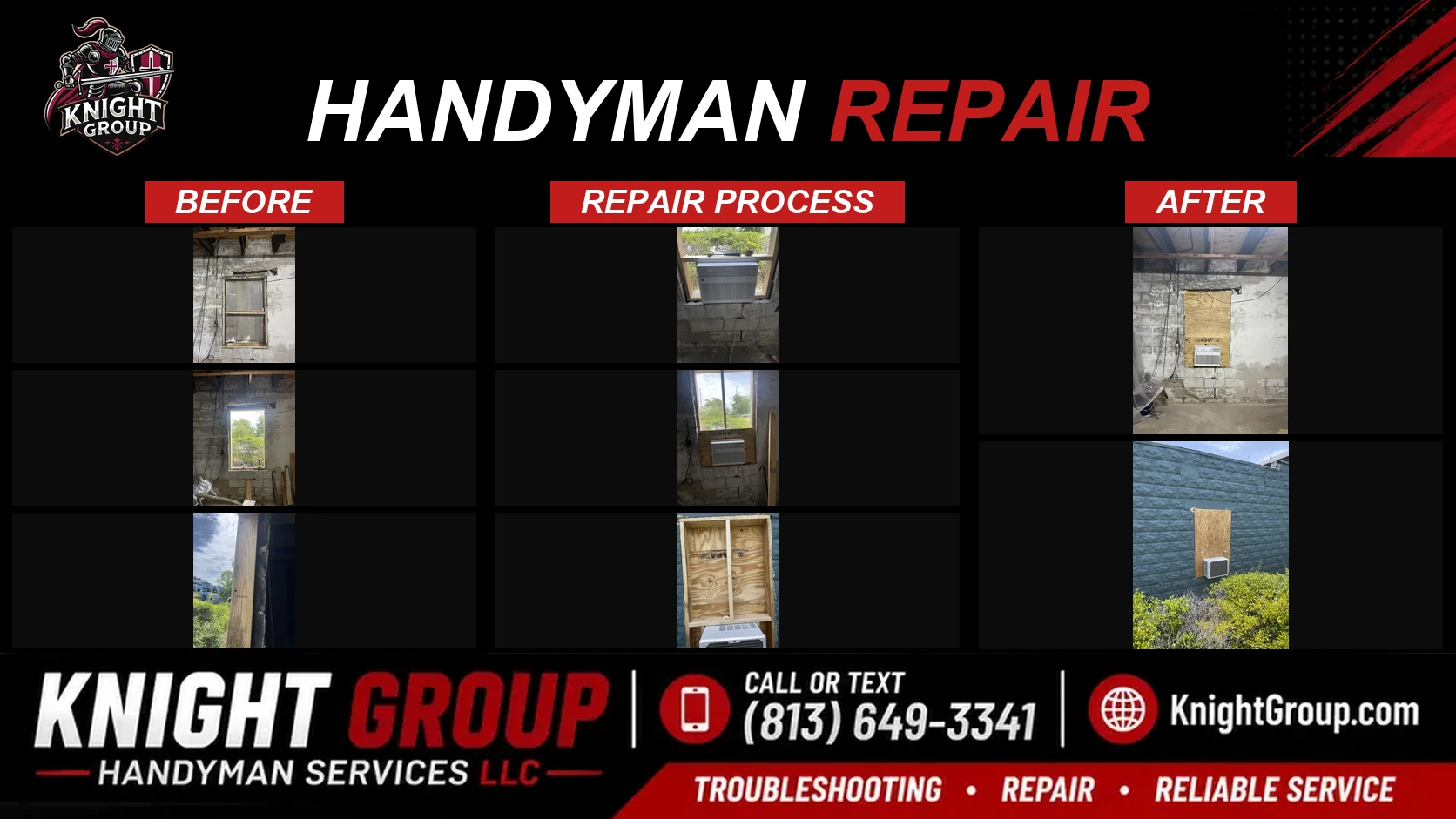 Handyman repair before and after — handyman project photo in Pinellas County FL by Knight Group