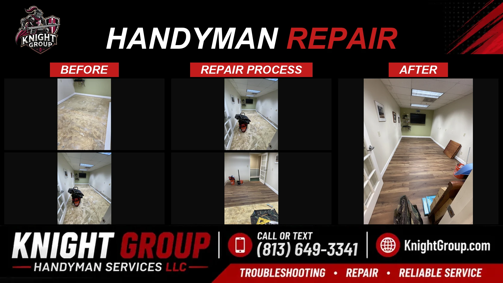 Handyman repair before and after — handyman project photo in Pinellas County FL by Knight Group
