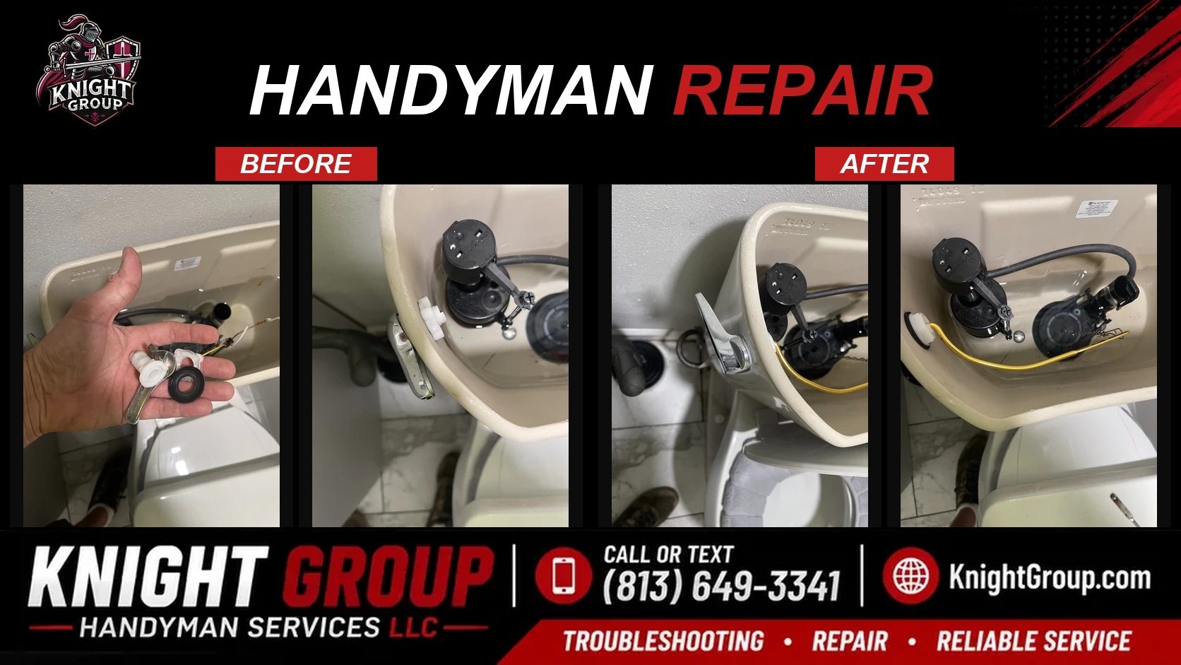 Handyman repair before and after — handyman project photo in Pinellas County FL by Knight Group