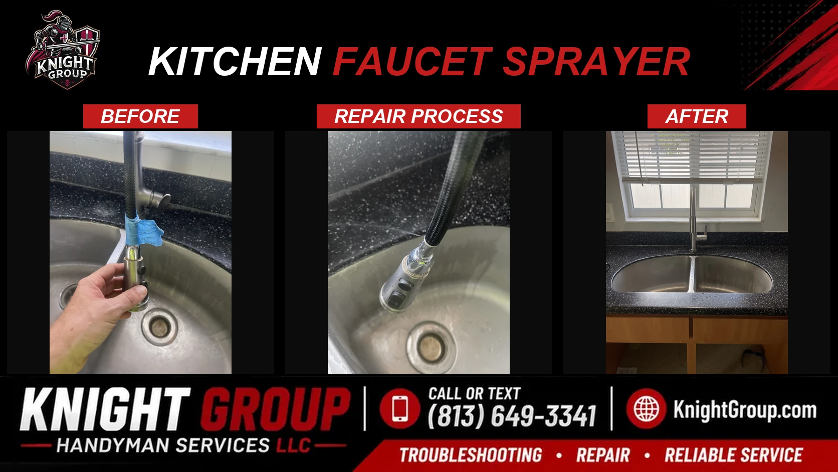 Historical project photo: Kitchen faucet sprayer — before & after
