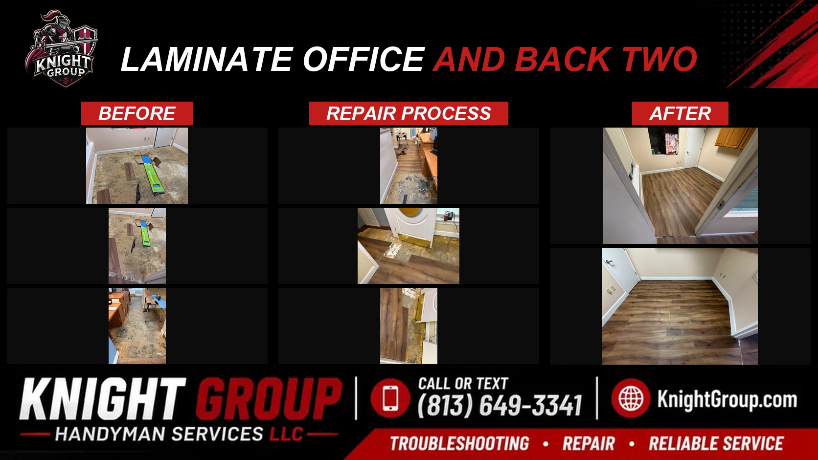 Laminate Office and back two before and after — handyman project photo in Pinellas County FL by Knight Group