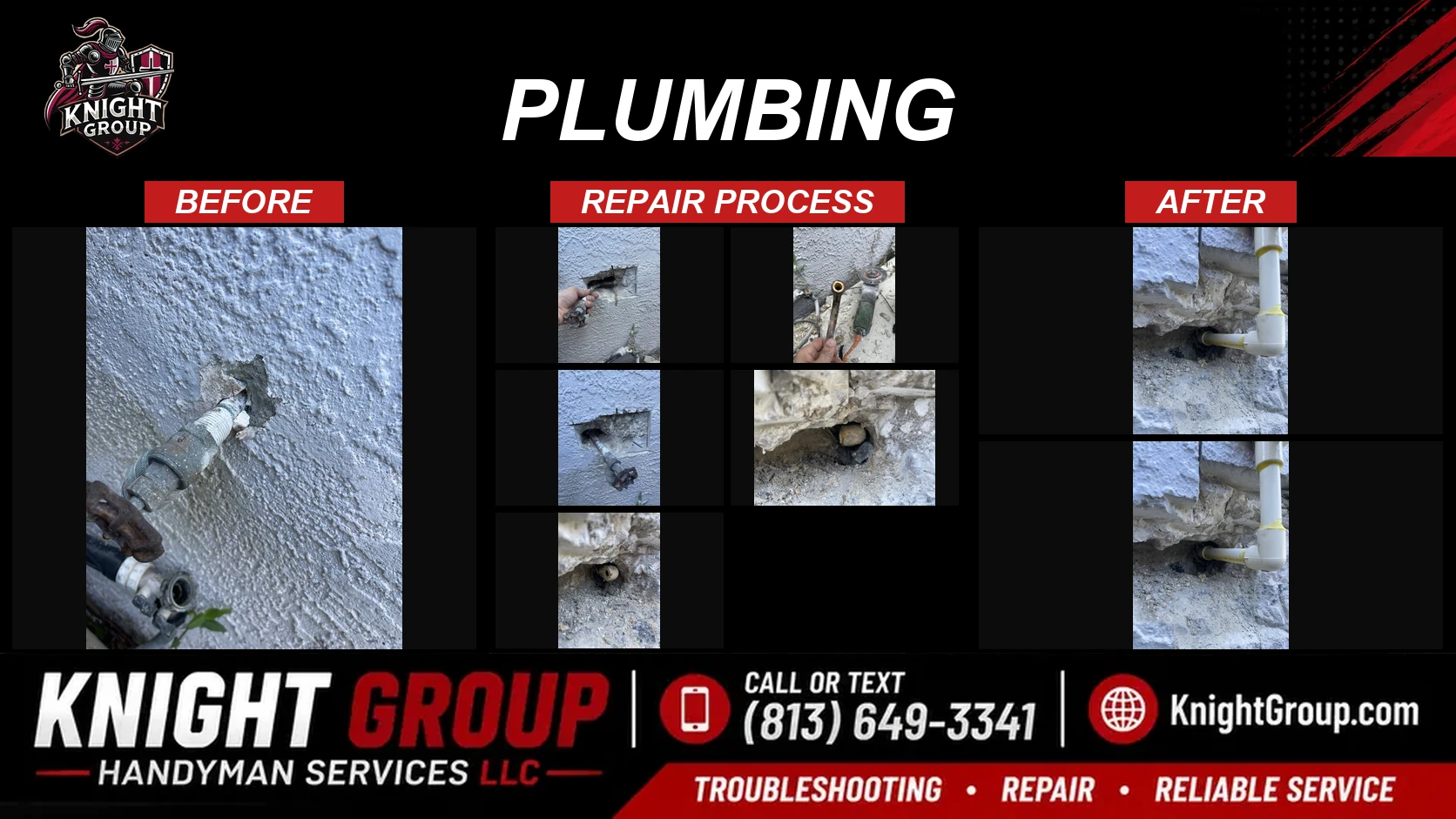 Historical project photo: plumbing — before & after