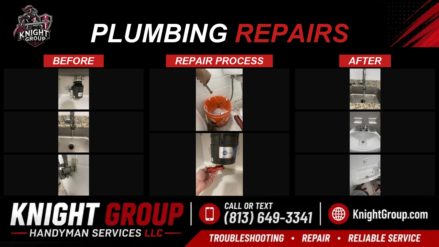 Historical project photo: Plumbing repairs — before & after