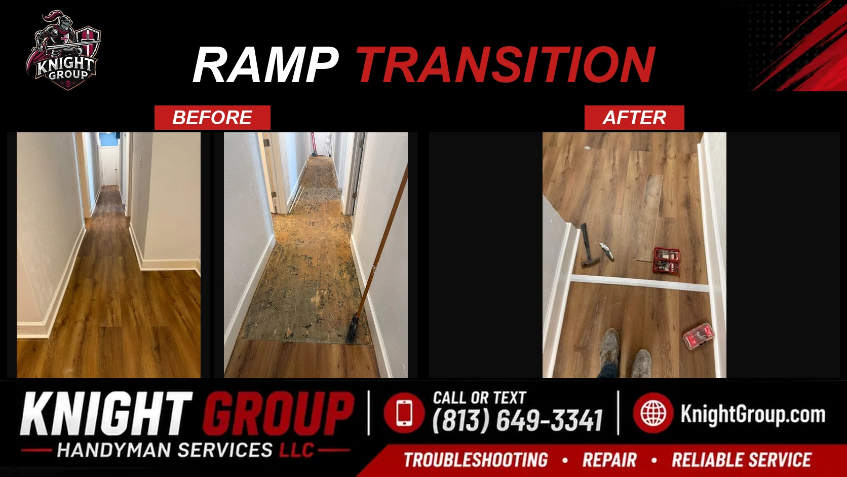 Ramp Transition before and after — handyman project photo in Pinellas County FL by Knight Group