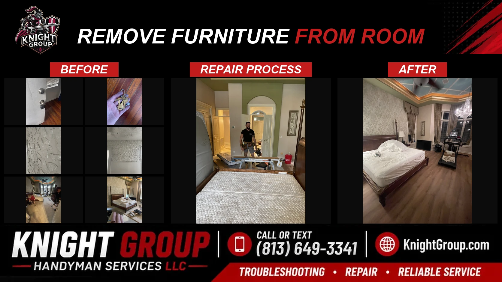 Remove Furniture from Room before and after — handyman project photo in Pinellas County FL by Knight Group
