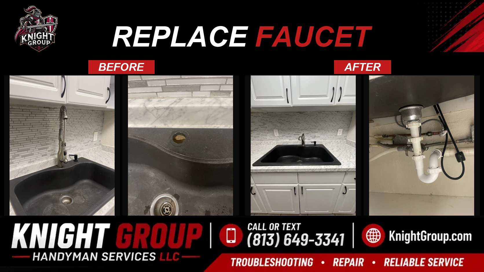 Historical project photo: Replace faucet — before & after