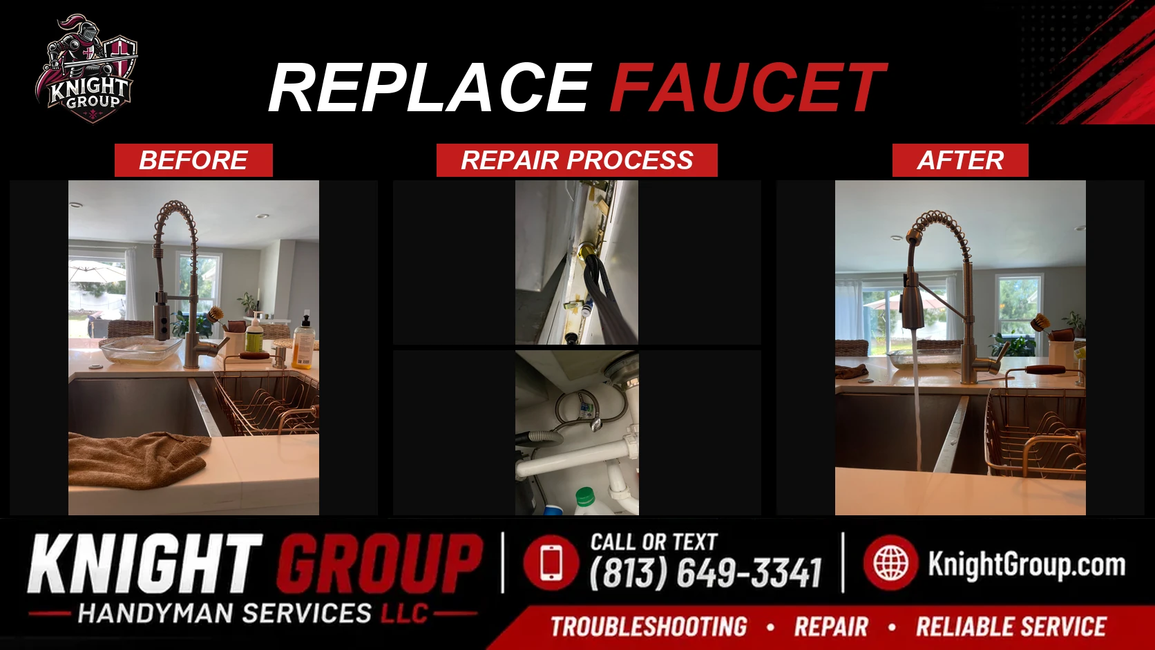 Historical project photo: Replace faucet — before & after