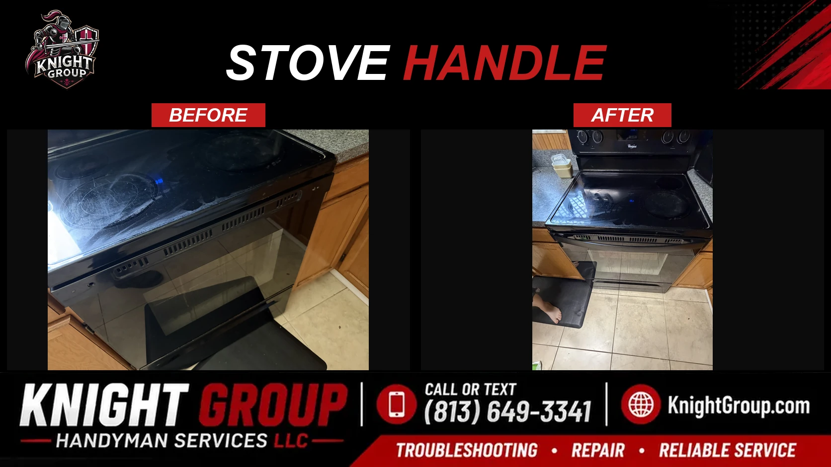 Stove Handle before and after — handyman project photo in Pinellas County FL by Knight Group