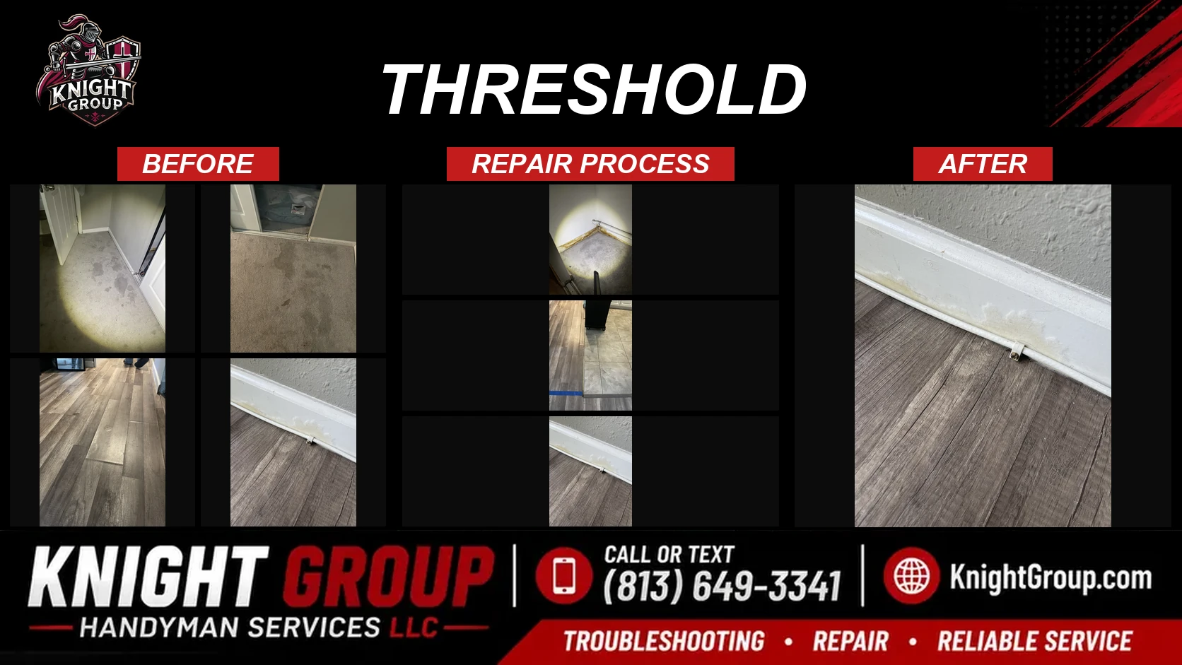 Threshold before and after — handyman project photo in Pinellas County FL by Knight Group
