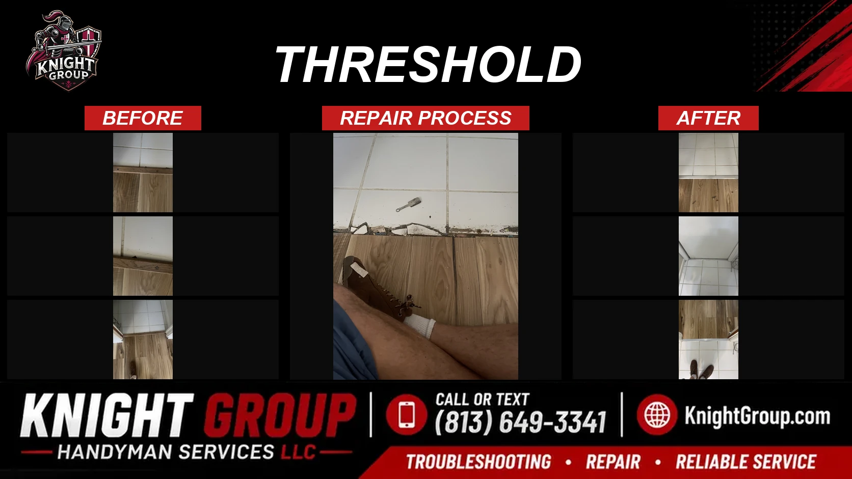 Threshold before and after — handyman project photo in Pinellas County FL by Knight Group