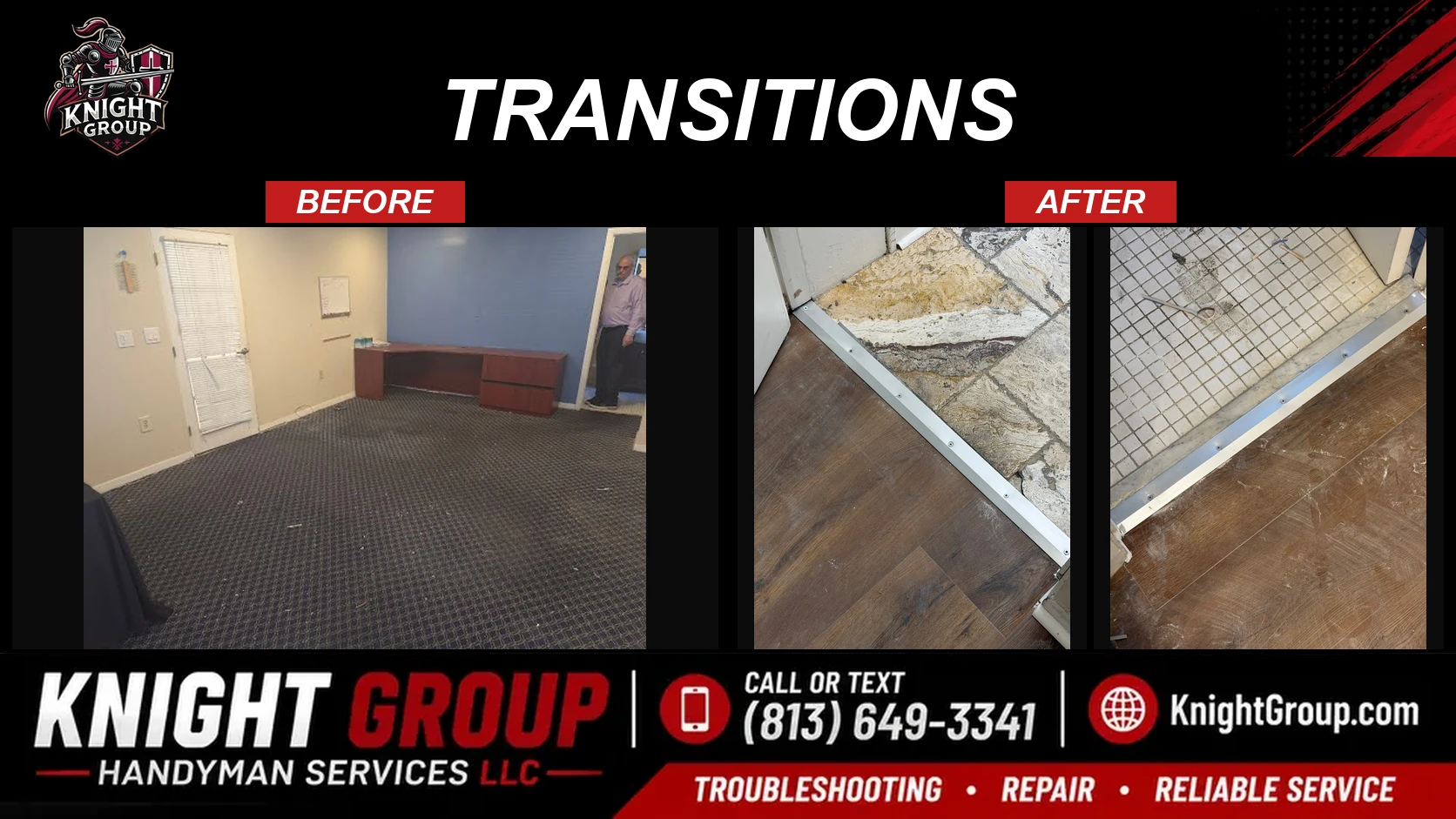 transitions before and after — handyman project photo in Pinellas County FL by Knight Group
