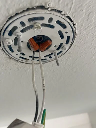 Ceiling connection point for fan or fixture — electrical work Pinellas County FL by Knight Group